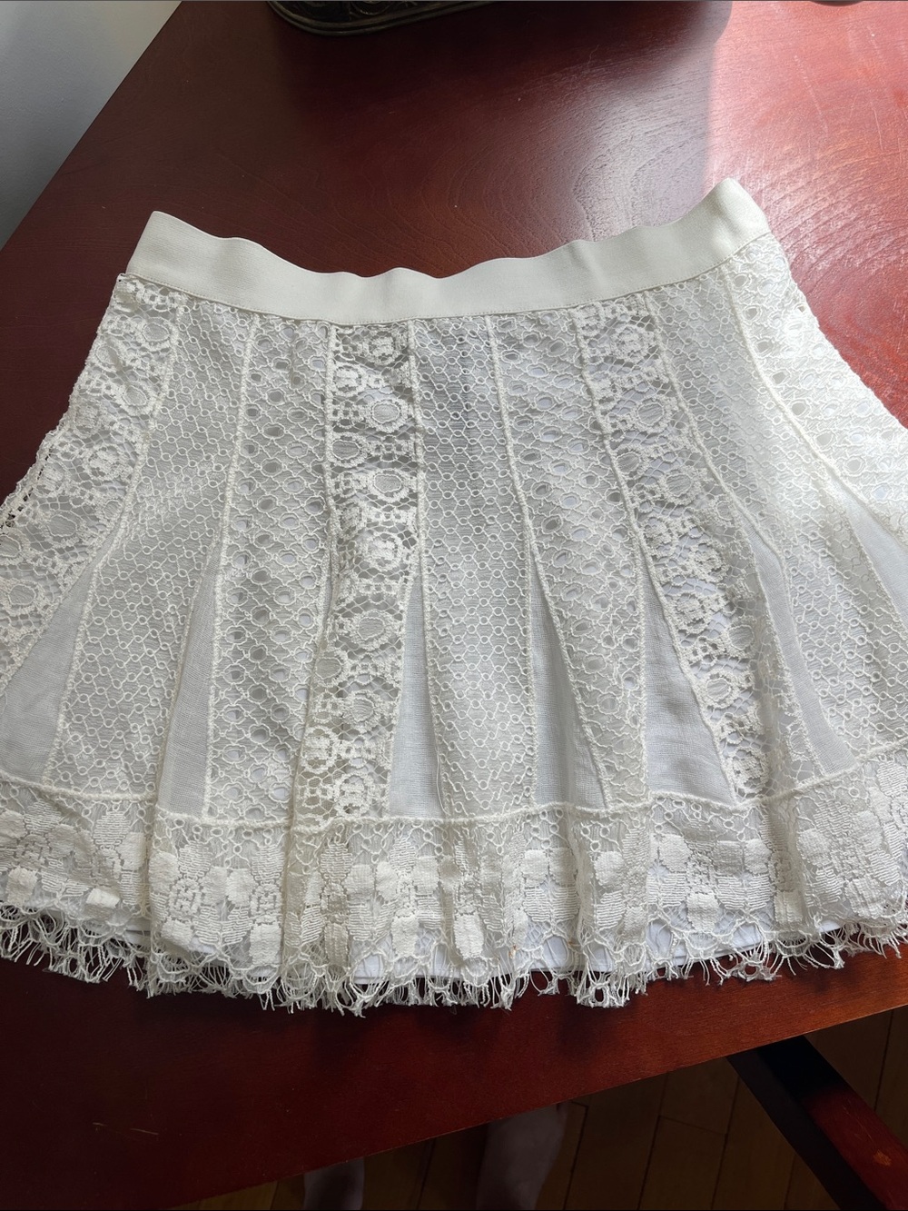 BCBGMaxAzria White Lace Mini Skirt